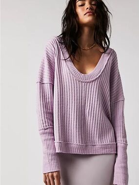 We the Free Magic thermal Waffle-Knit V-Neck Top